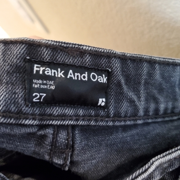 Frank & Oak Karen High Waist Gray Boyfriend Frayed Raw Hem Ankle Flare Jeans 27 - Picture 4 of 9